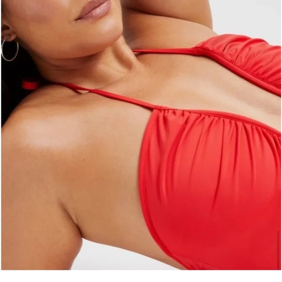 Good American Leilani Halter One Piece Swim Bright Poppy NWT - Picture 4 of 13